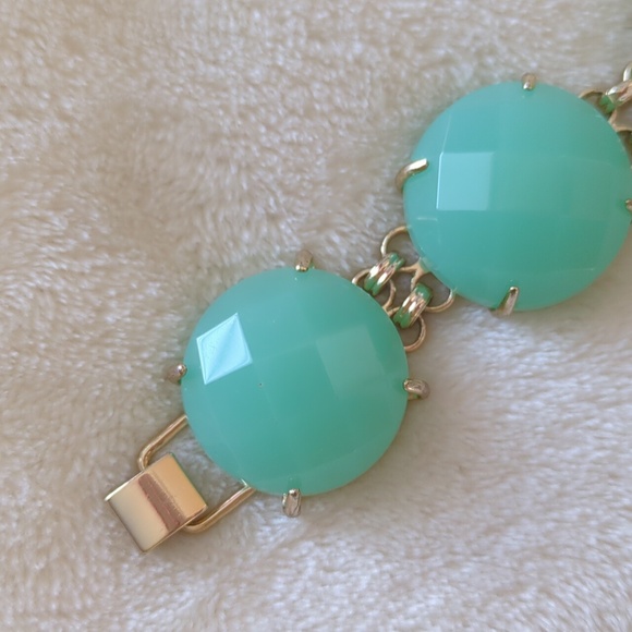 Kendra Scott Cassie Bracelet Chalcedony Chunky Statement Gold Seafoam Green - Picture 13 of 15